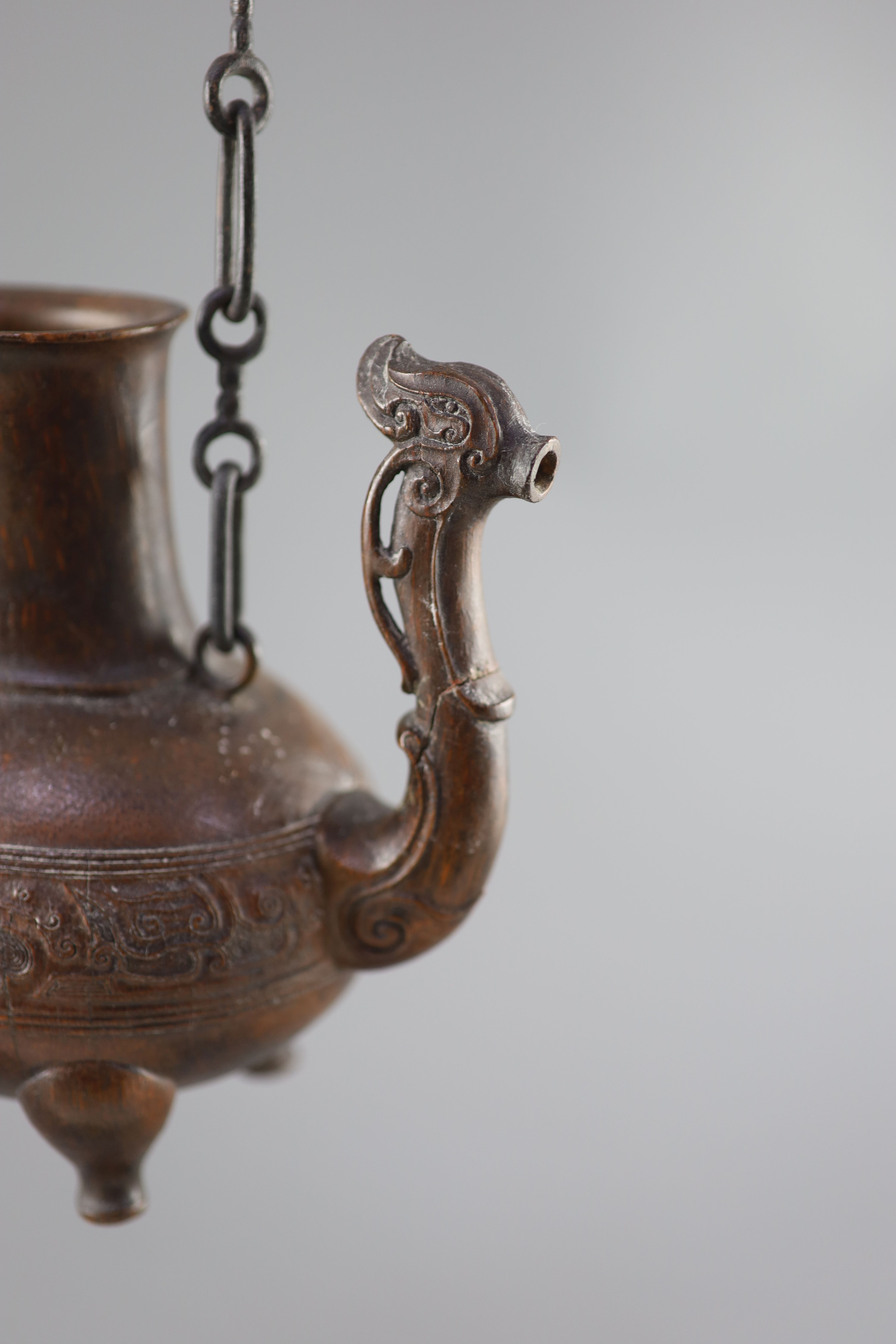 A rare Chinese archaistic bamboo model of a tripod ritual vessel, He, 18th century,